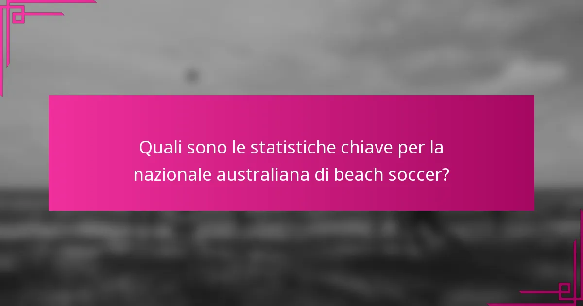 Quali sono le statistiche chiave per la nazionale australiana di beach soccer?